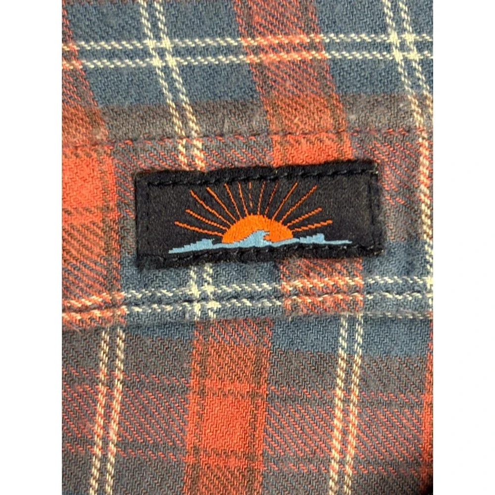 Faherty Brand Mens Small Red Blue Plaid Cotton Flannel Long Sleeve Button Shirt - Picture 2 of 8